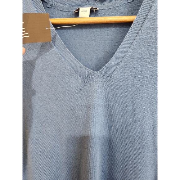 J.Jill Silk & Cotton V-Neck, Long Sleeve Lapis Sweater, Size Small Breathable - Picture 4 of 9
